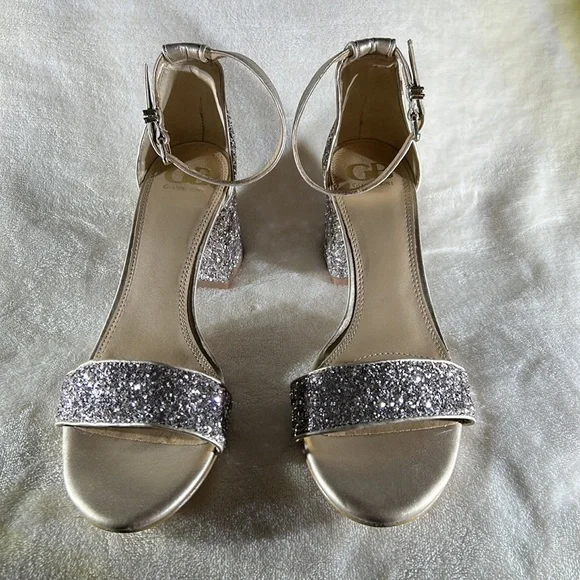 Gianni Bini Block Party Light Gold Glitter Heels 9.5 - Picture 6 of 10